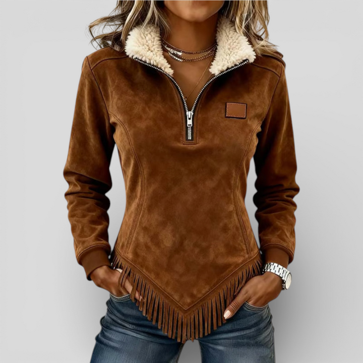 Evelyn | Asymmetric Fringe Sweatshirt