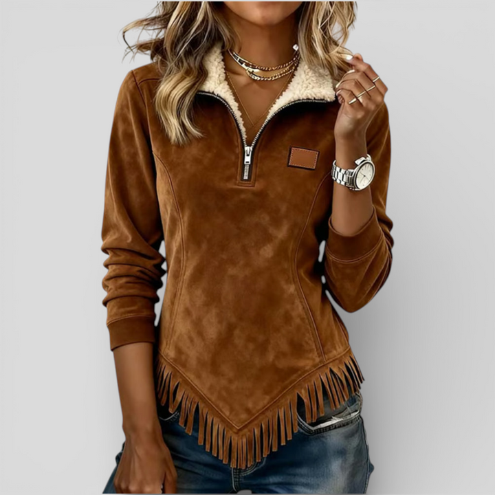 Evelyn | Asymmetric Fringe Sweatshirt