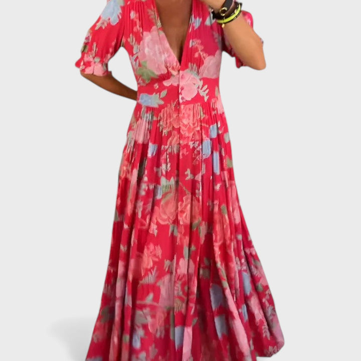 Minelda | Elegant Floral V-neck Dress