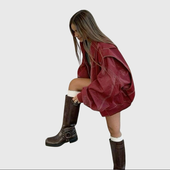 Faye | Oversized Leather Jacket