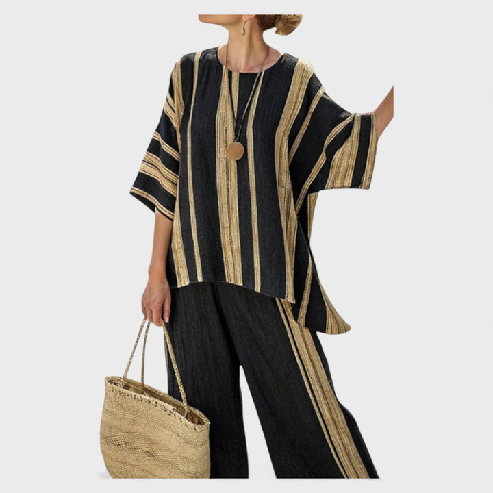 Calden | Comfortable Oversized Striped Top & Relaxed Linen Pants