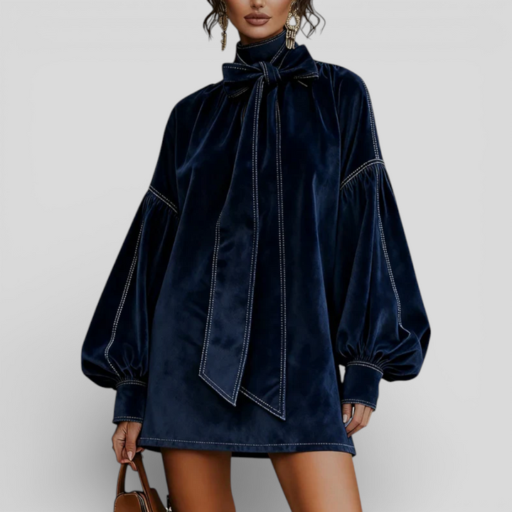 Claire | Velvet Lantern Sleeve Mini Dress