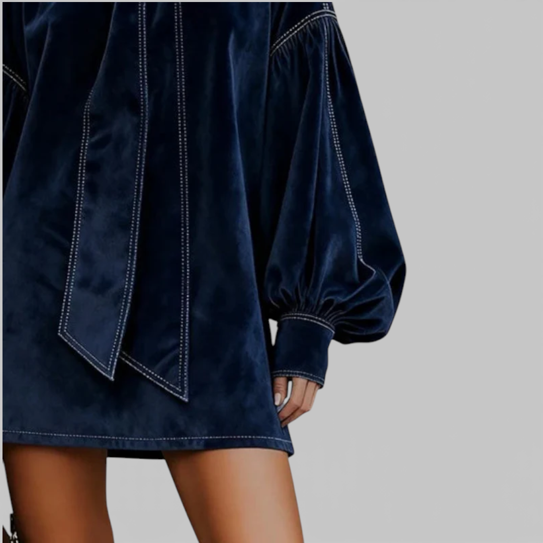 Claire | Velvet Lantern Sleeve Mini Dress