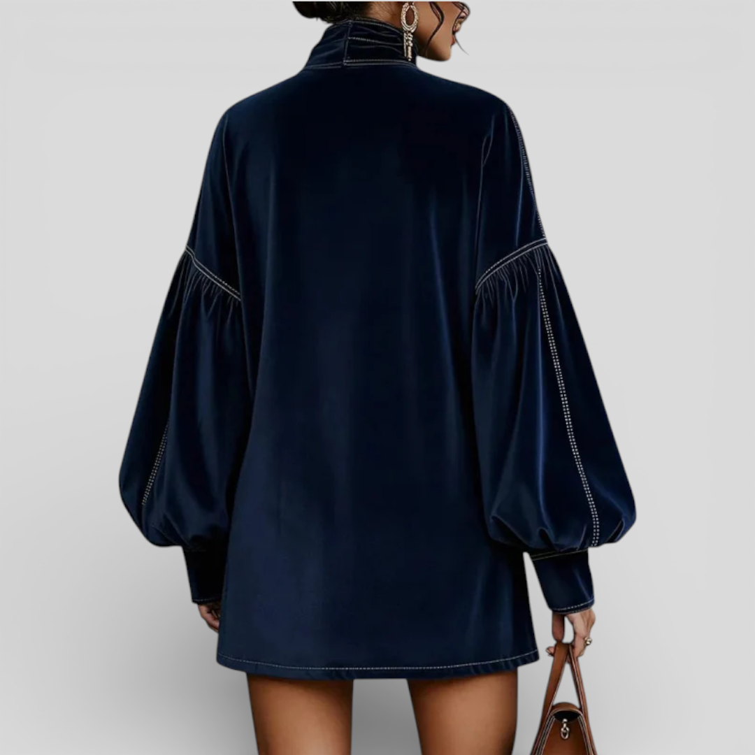 Claire | Velvet Lantern Sleeve Mini Dress