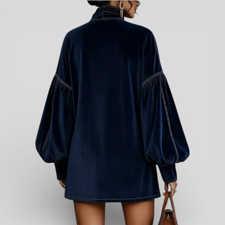 Claire | Velvet Lantern Sleeve Mini Dress